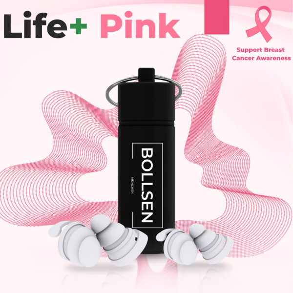 BOLLSEN Life+ Pink Edition szilikon füldugók alváshoz, puha rózsaszín dizájnnal és alumínium tokkal
